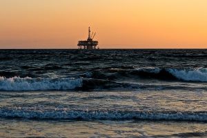 Oil rig out at sea